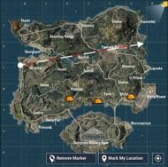 The tent structures present around the map